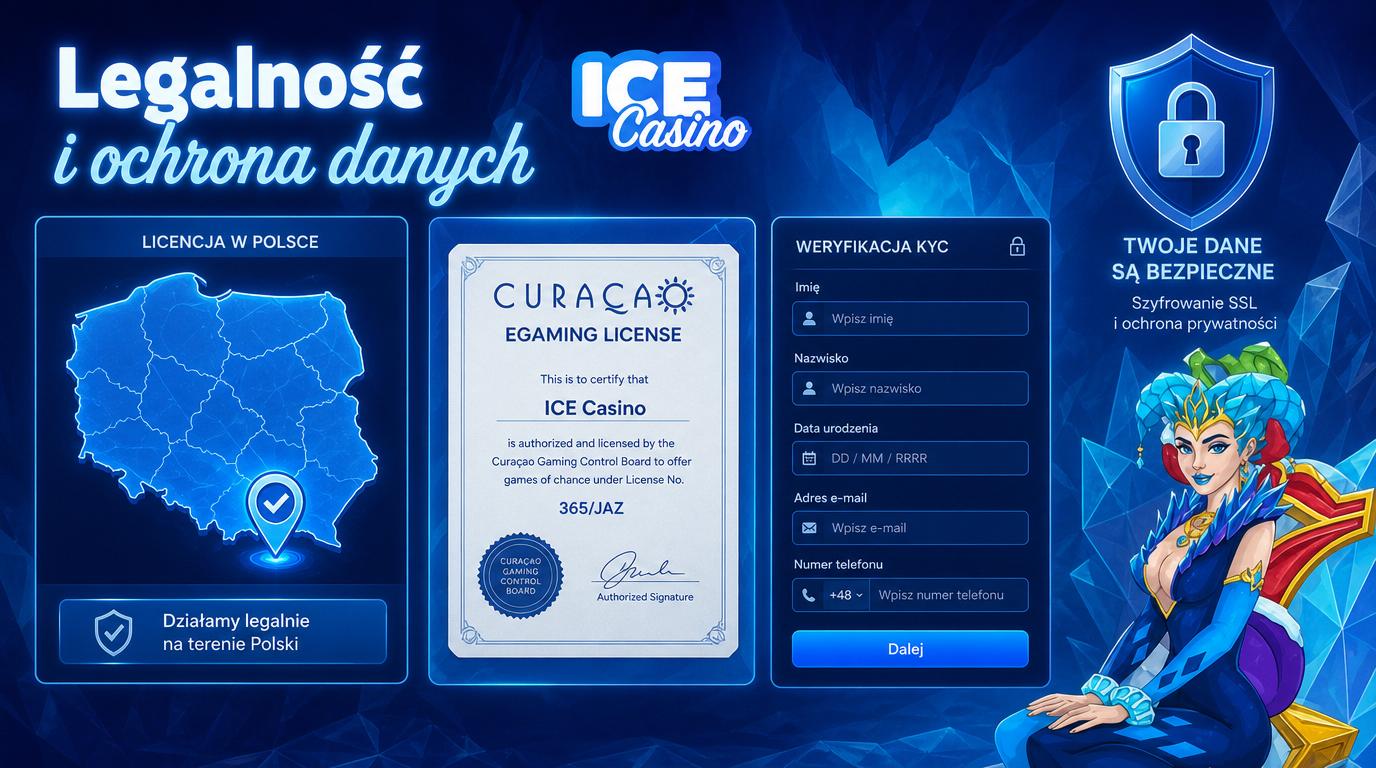 Mapa Polski, licencja Curaçao, proces weryfikacji konta.